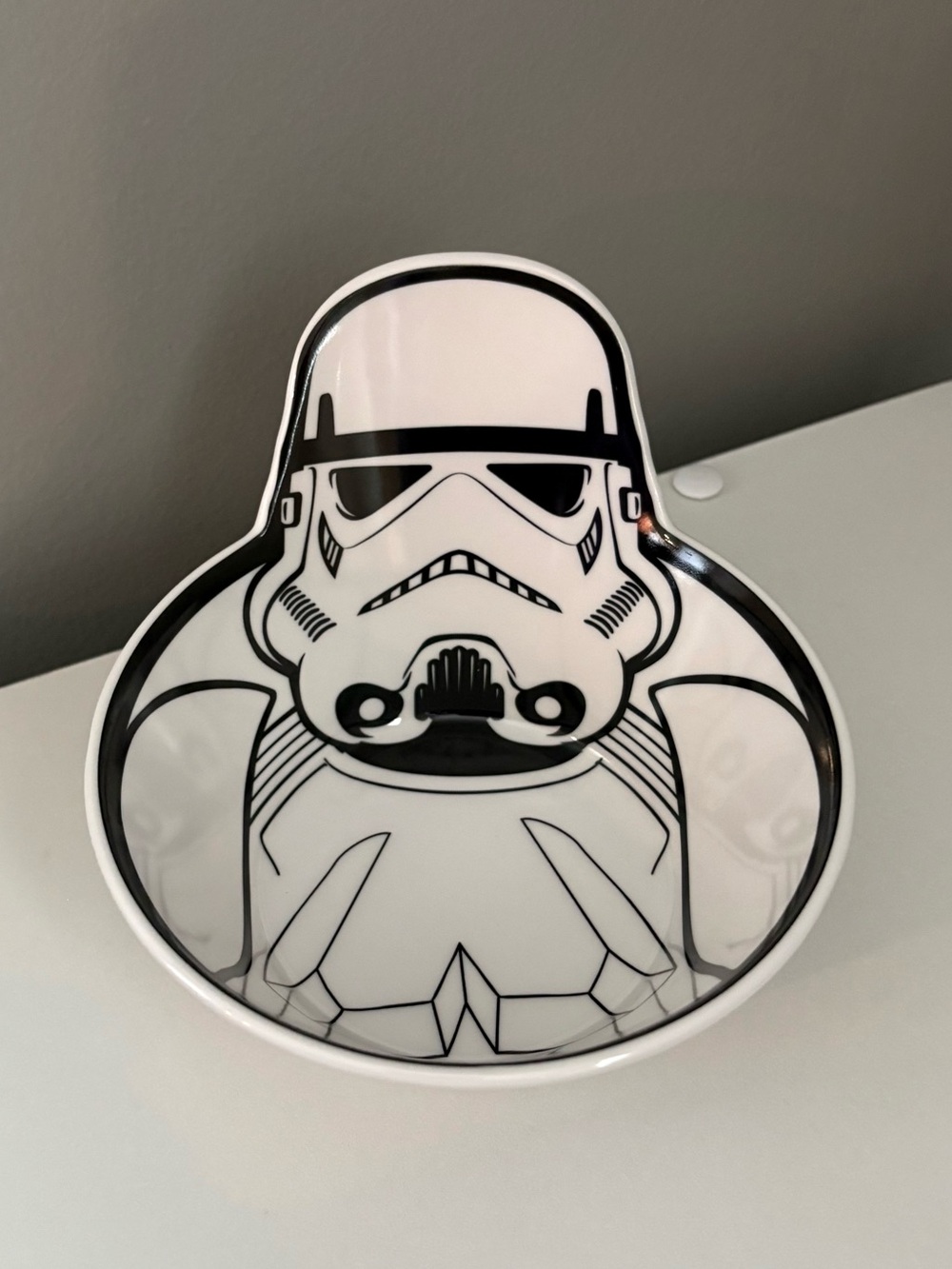 Star Wars Stormtrooper Plastic Cereal Snack Bowl black and white graphic design